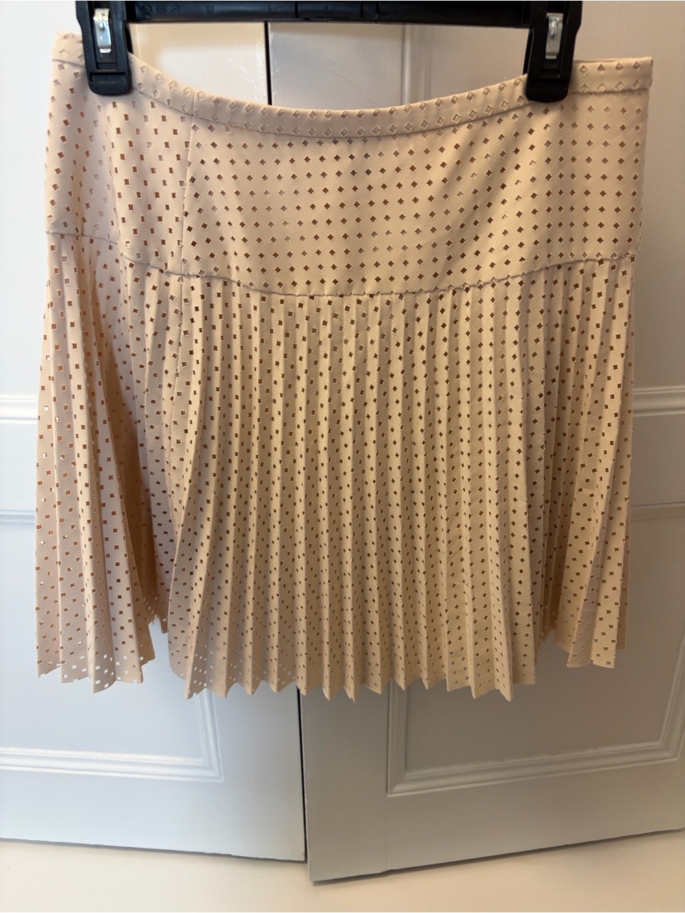 J. Crew Beige Pleated Circle Skirt with Micro cut-out Pattern